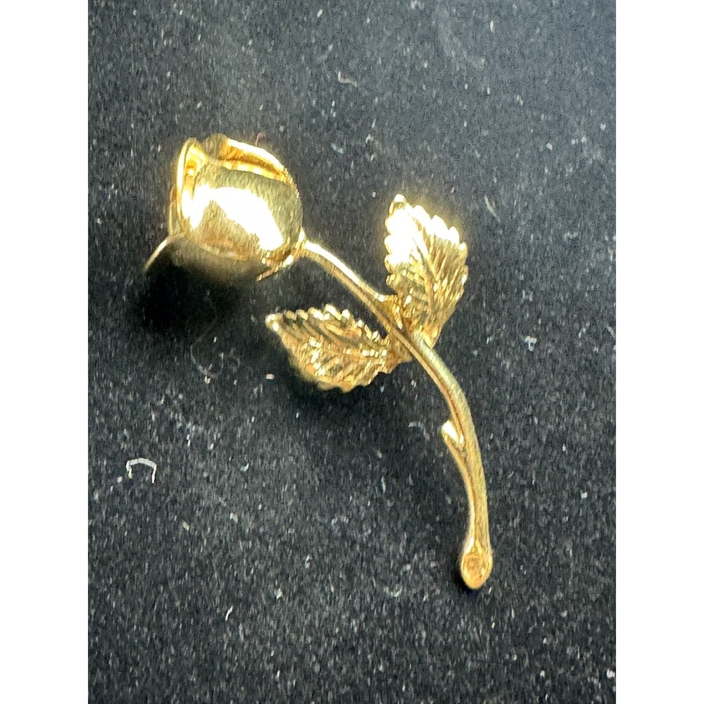 Gold Tone Metal Rose Flower Brooch Pin Flowers & Plants Theme 3 in